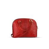 Red Noir Croc Leather Handbag